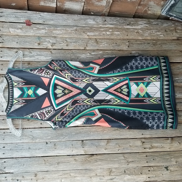 Fun VINTAGE 90s Y2K Forever 21 OP Art Side Zip A Line Mod Dress Medium - Picture 5 of 9